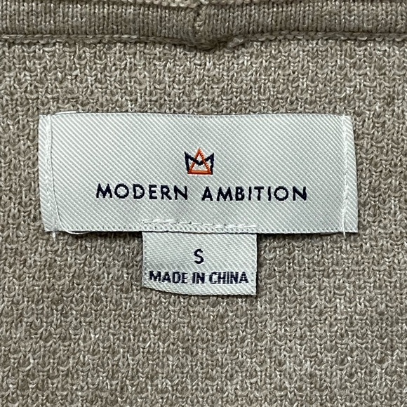 Modern Ambition Beige Full-Zip Knit Hoodie Sweater | Size Small - Picture 2 of 12